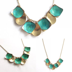 Verdigris and Brass Drops Necklace