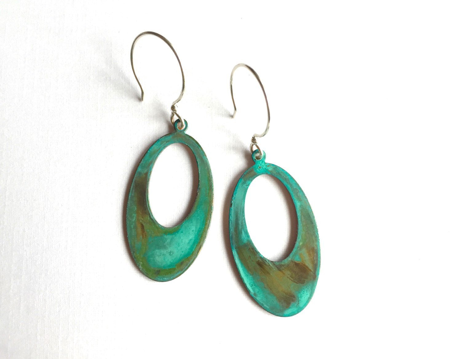 Open Oval Verdigris Earrings