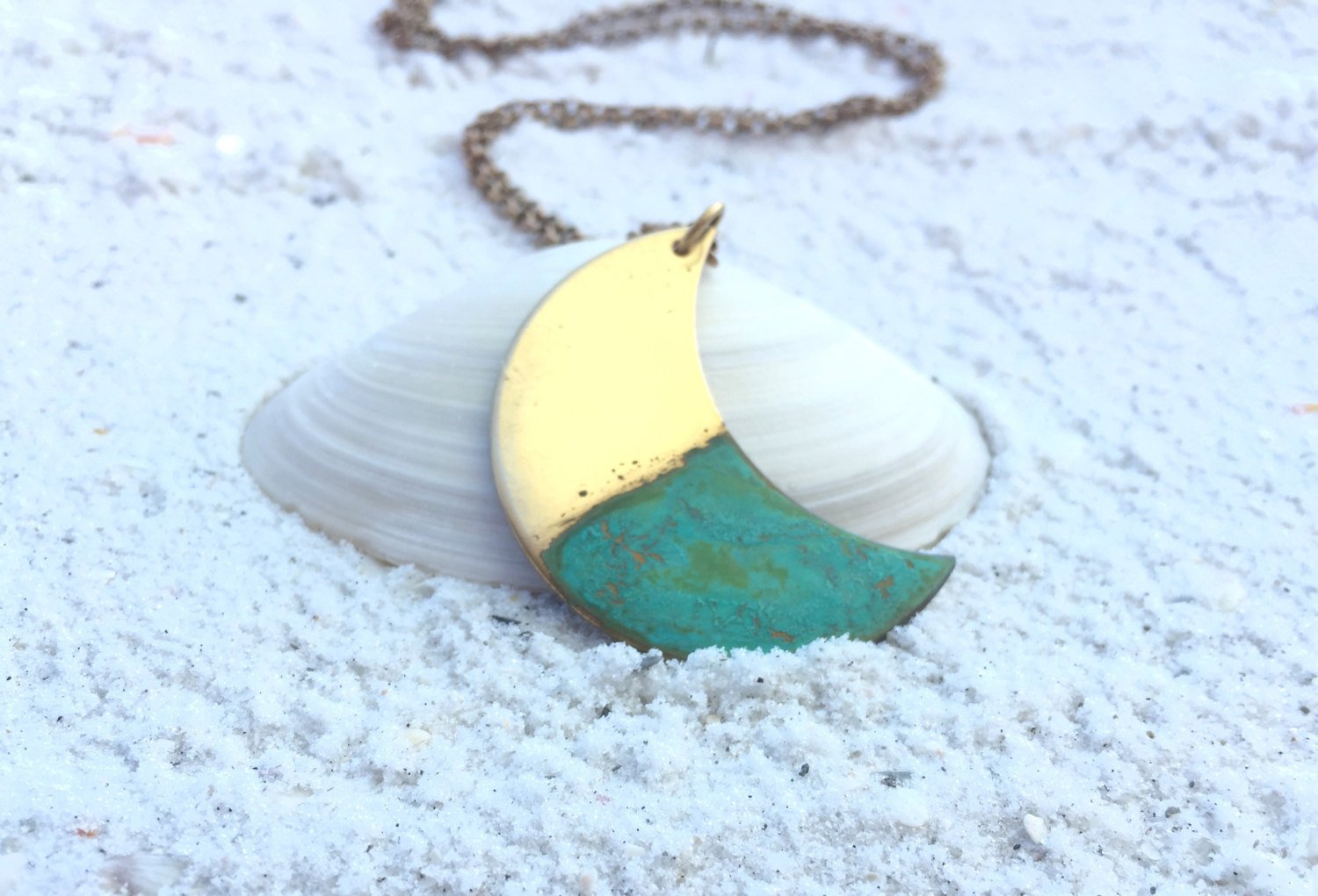 Ocean Tide Crescent Moon Necklace