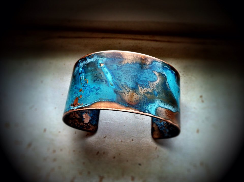 The Original Patina Cuff ~ Blue Patina 1.25" Copper Cuff