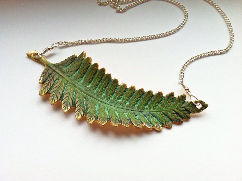 Verdigris & Brass Leaf Necklace