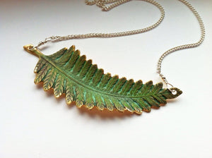 Verdigris & Brass Leaf Necklace