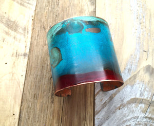 The Original Patina Cuff - Red & Mixed Verdigris Patina Cuff 2" Wide