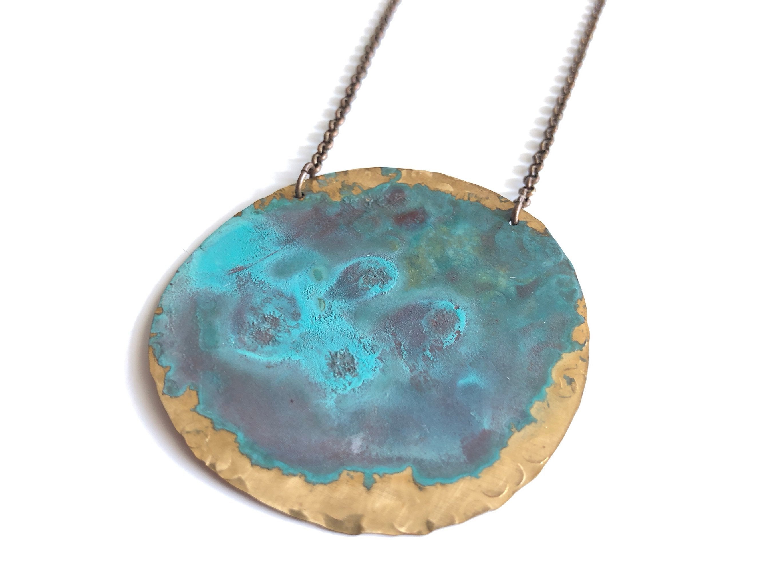 Verdigris & Red Patina Medallion Necklace