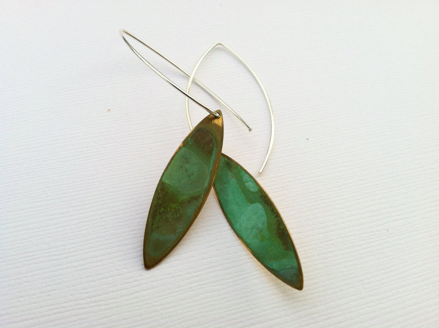 Green Verdigris Dangle Earrings