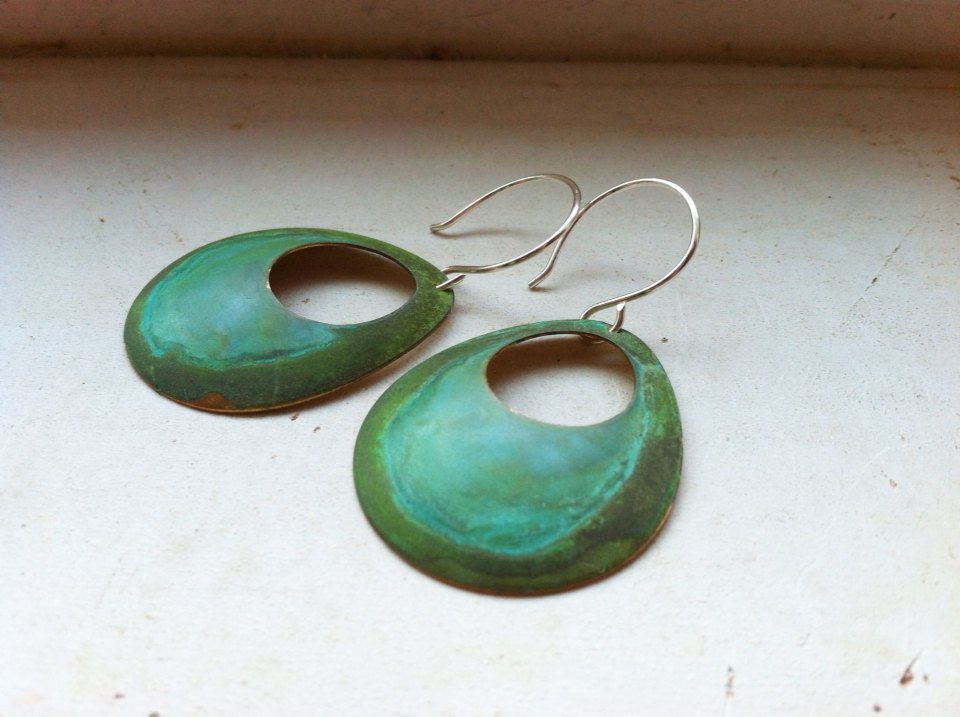 Verdigris Open Circle Earrings