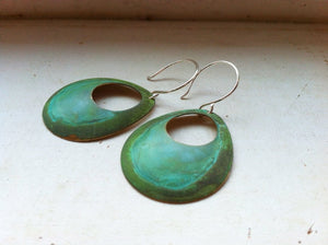 Verdigris Open Circle Earrings