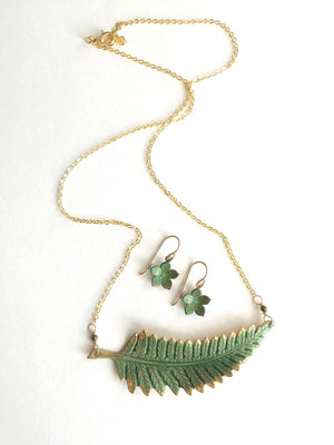 Verdigris & Brass Leaf Necklace
