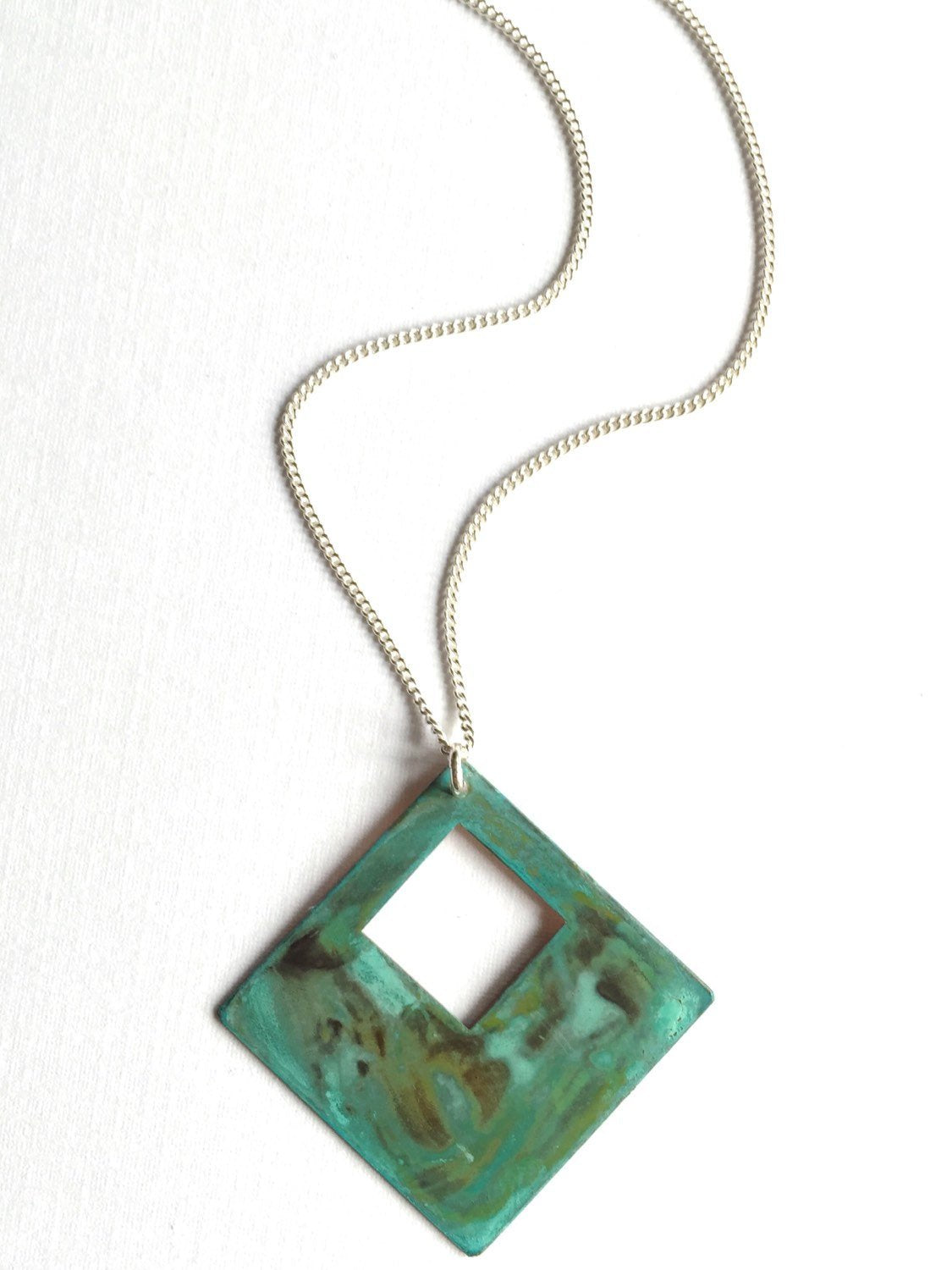 Open Diamond Verdigris Necklace