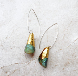 Rolled Verdigris Brass Earrings