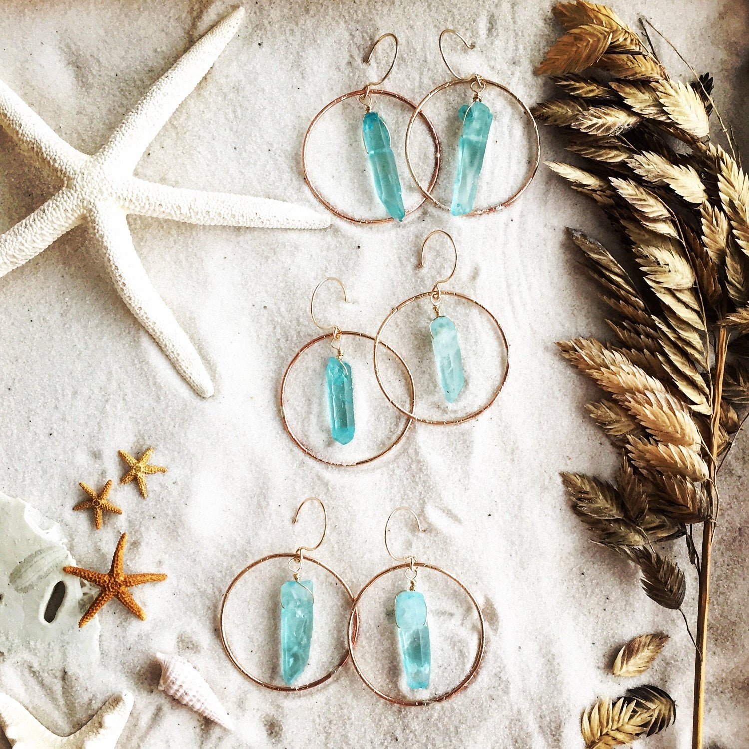 Turguoise Crystal Hoop Earrings