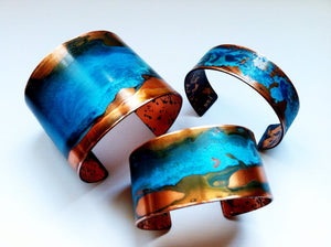 The Original Patina Cuff - Blue Verdigris 3/4" Copper Cuff