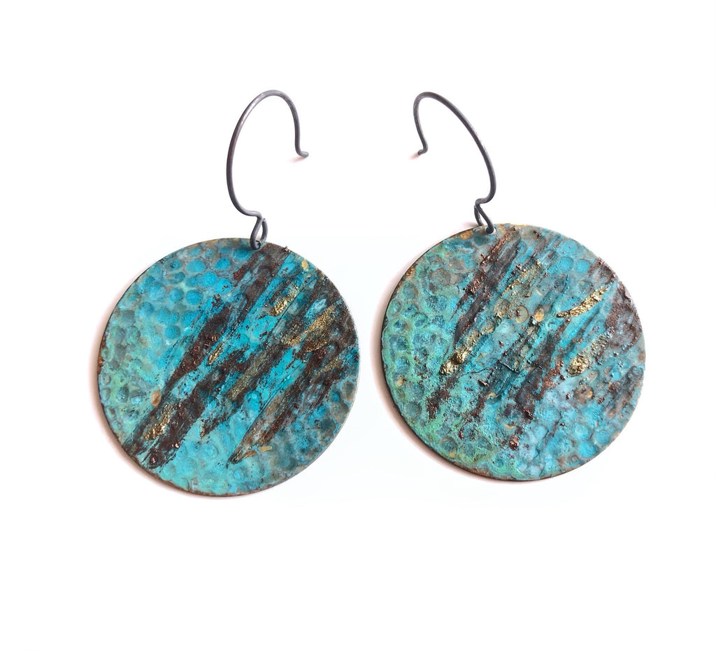 Lido Patina Textured Circle Earrings