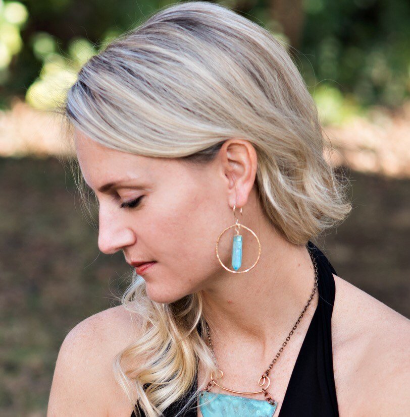 Turguoise Crystal Hoop Earrings