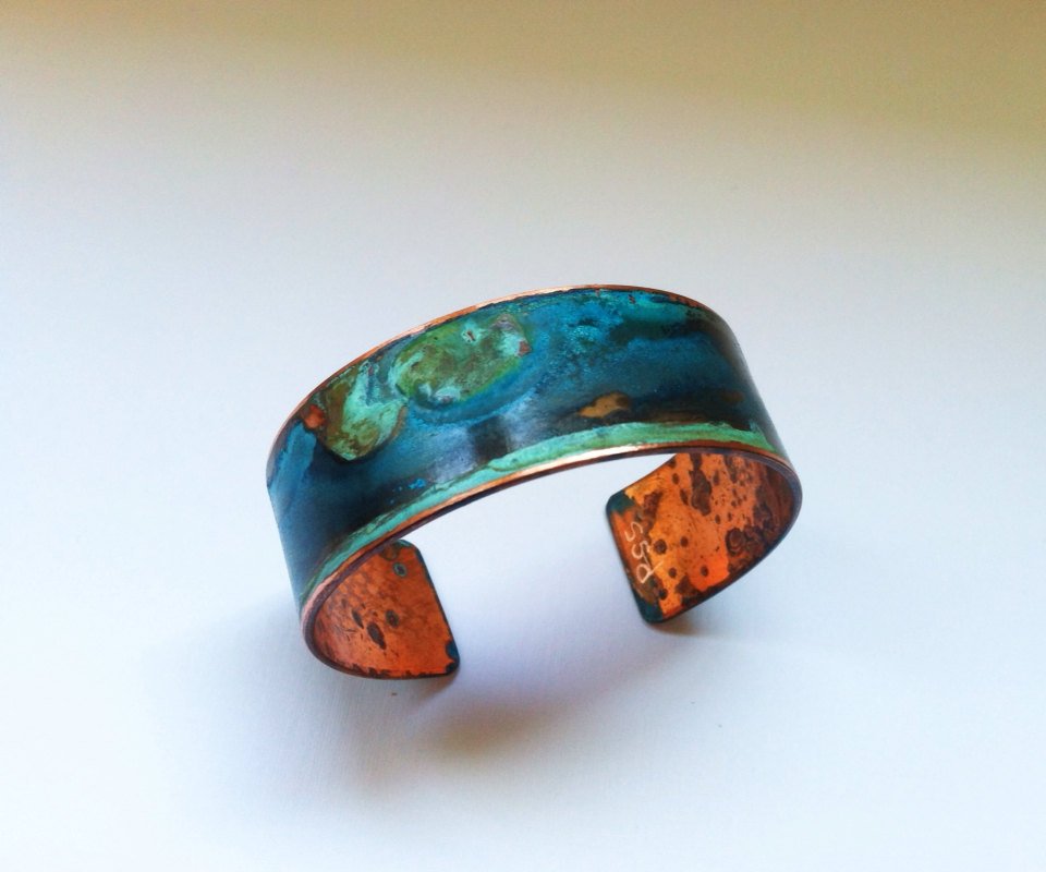 The Original Patina Cuff - Mixed Verdigris 3/4" Copper Cuff