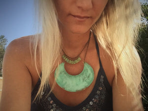 Verdigris 4" Crescent Necklace