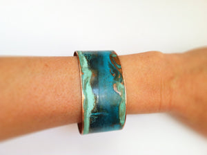 Mixed Verdigris Patina Cuff  - 1.25" Copper Cuff