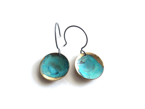 Medium Domed Verdigris Earrings E1835