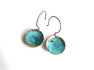 Medium Domed Verdigris Earrings E1835