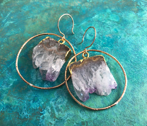 Amethyst & Circle Earrings E1915