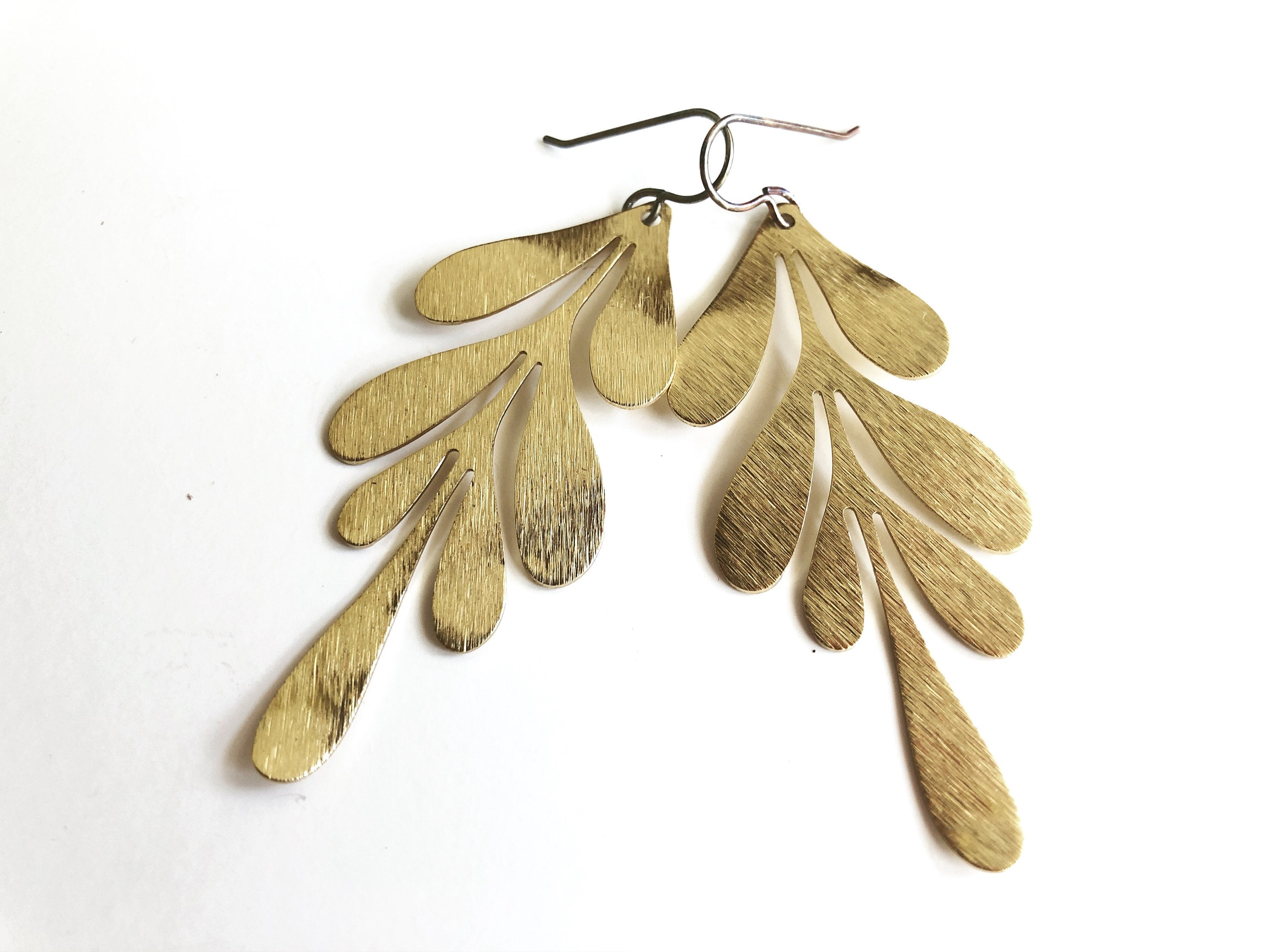Brass Leaf Earrings E1931