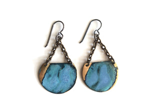 Sky Patina Crescent Earrings E1953