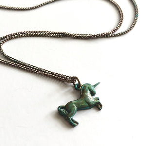Verdigris Unicorn Necklace