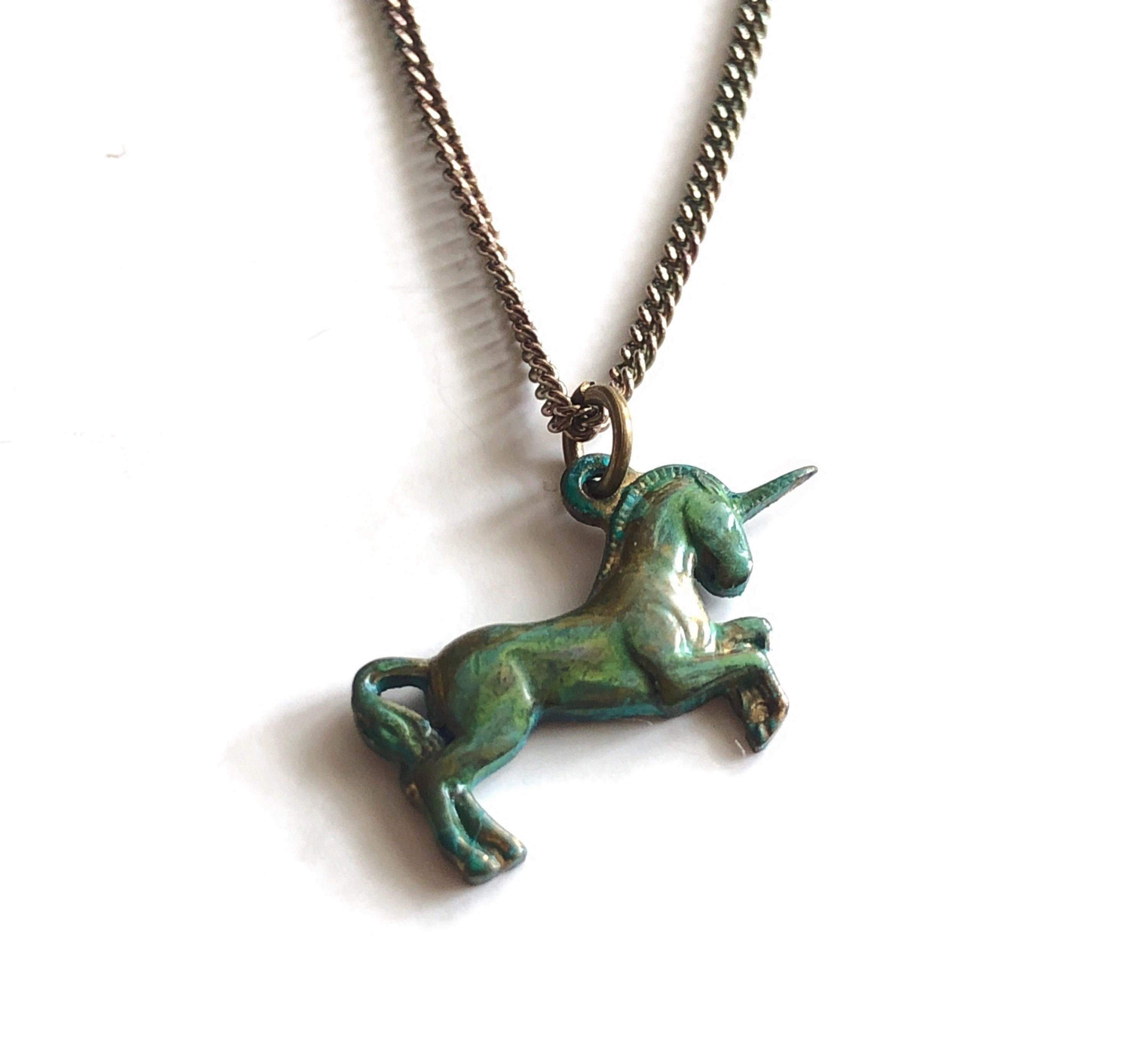 Verdigris Unicorn Necklace