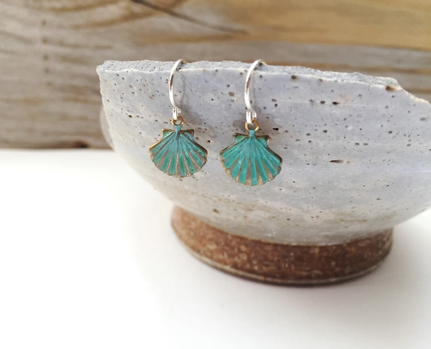Verdigris Sea Shell Earrings
