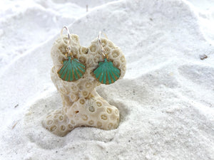 Verdigris Sea Shell Earrings