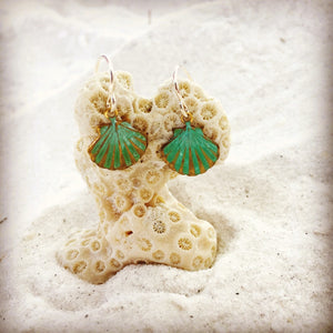 Verdigris Sea Shell Earrings