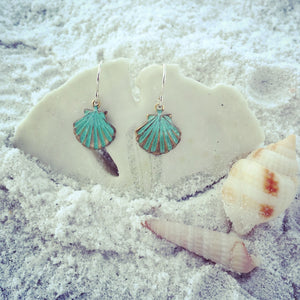Verdigris Sea Shell Earrings