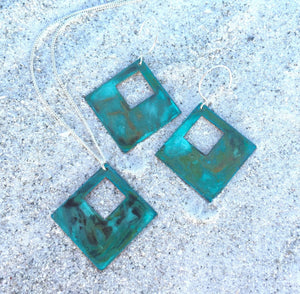 Open Diamond Verdigris Earrings